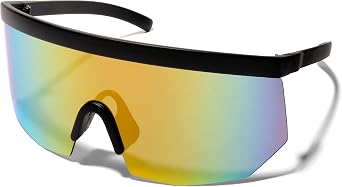 ShadyVEU Oversized Flat Top Mono Mirrored UV400 Sports Retro Rimless Mens Womens Sunglasses
