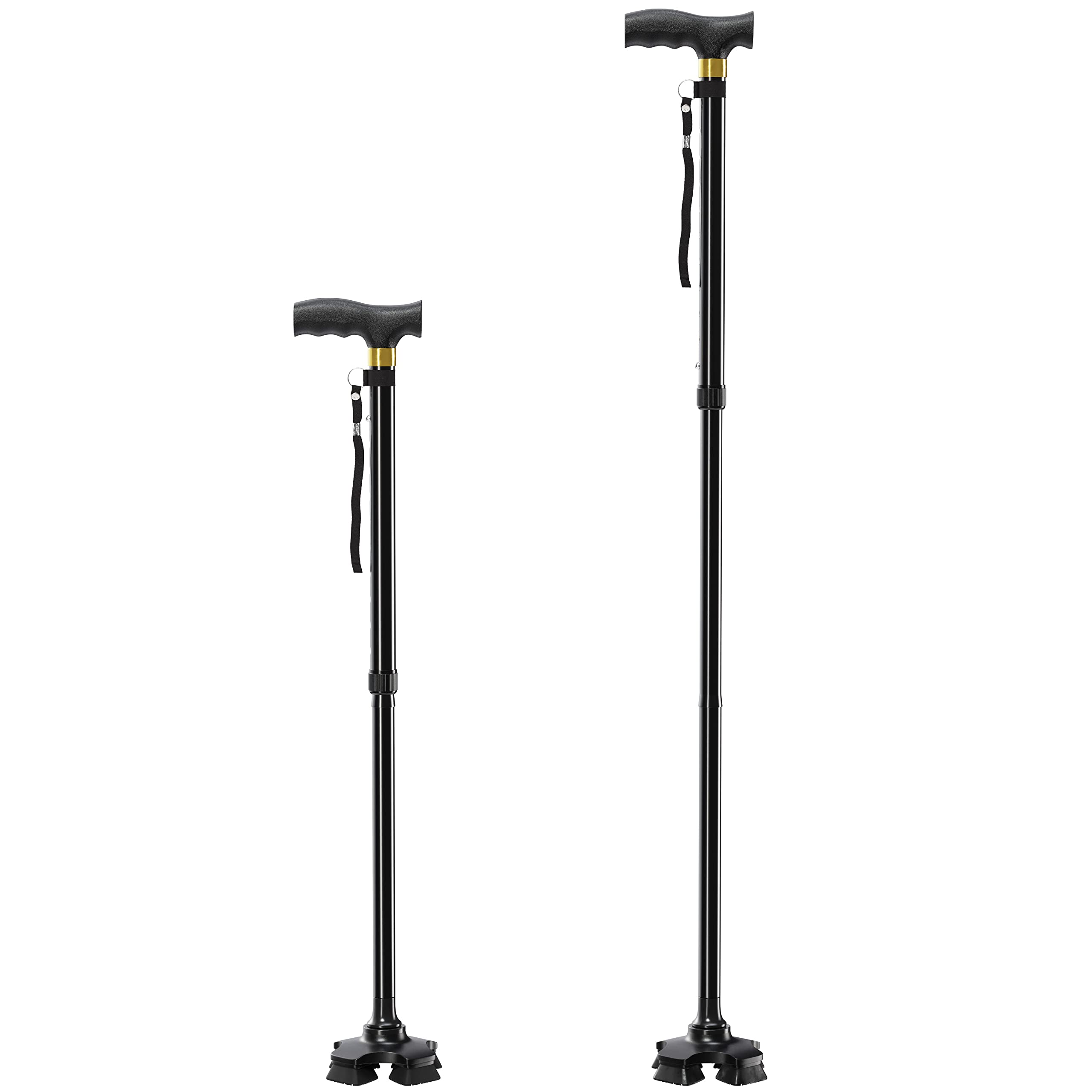 Luxet Folding Walking Cane for Women and Men, Lightweight and Adjustable Walking Stick Heavy Duty Collapsible Foldable Canes for Seniors for Balance, Single Point Cain, (Pivot Tip, Black)