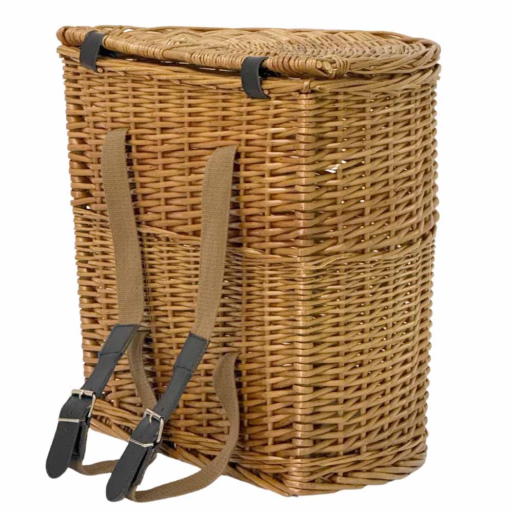 Cesto contenitore cestino in vimini gerla con coperchio e tracolla 35 cm x 23 cm h 37