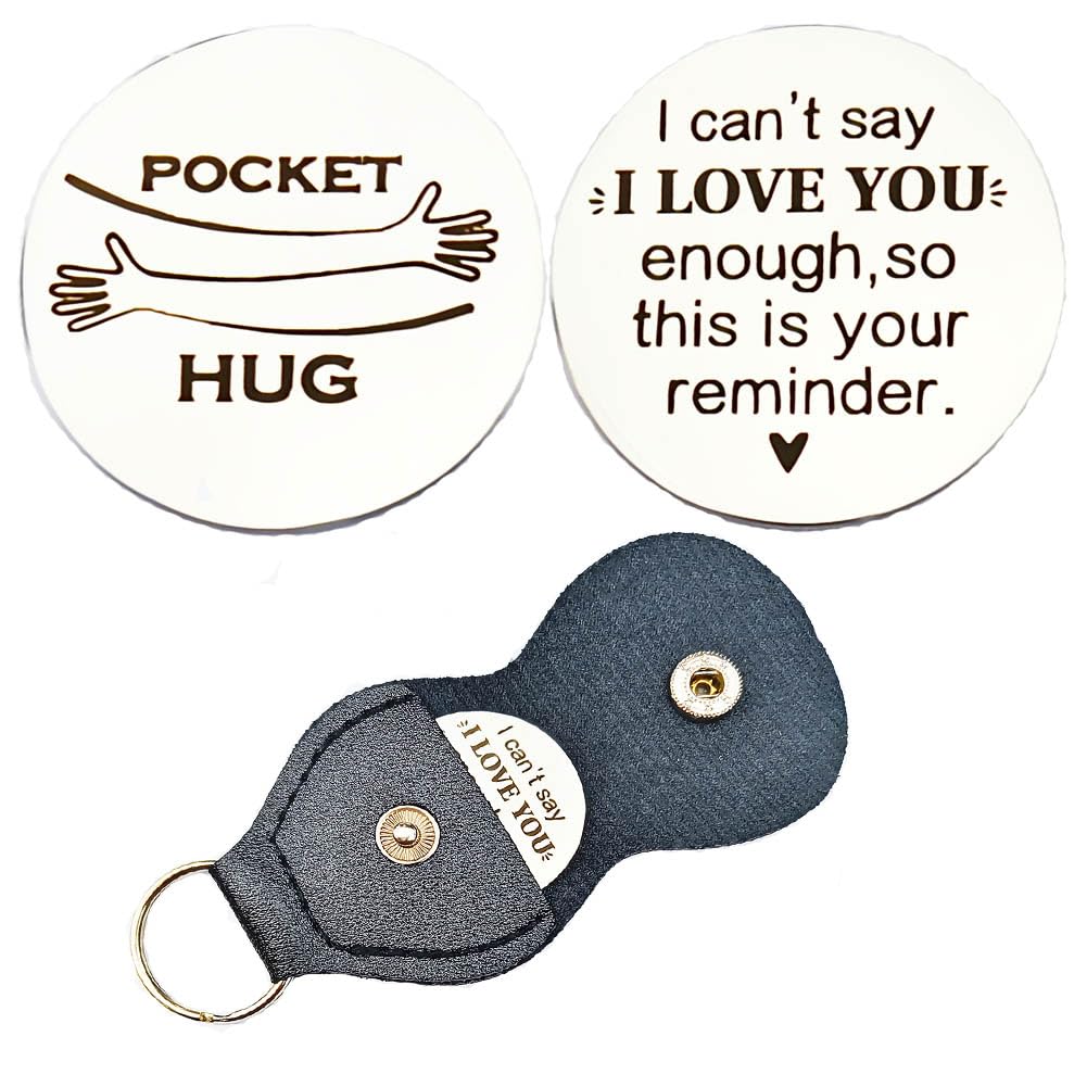 RFTWXHPNInspirational Pocket Hug Token Keychain Gift Long Distance Relationship Keepsake Double Sided Pocket Hugs Token