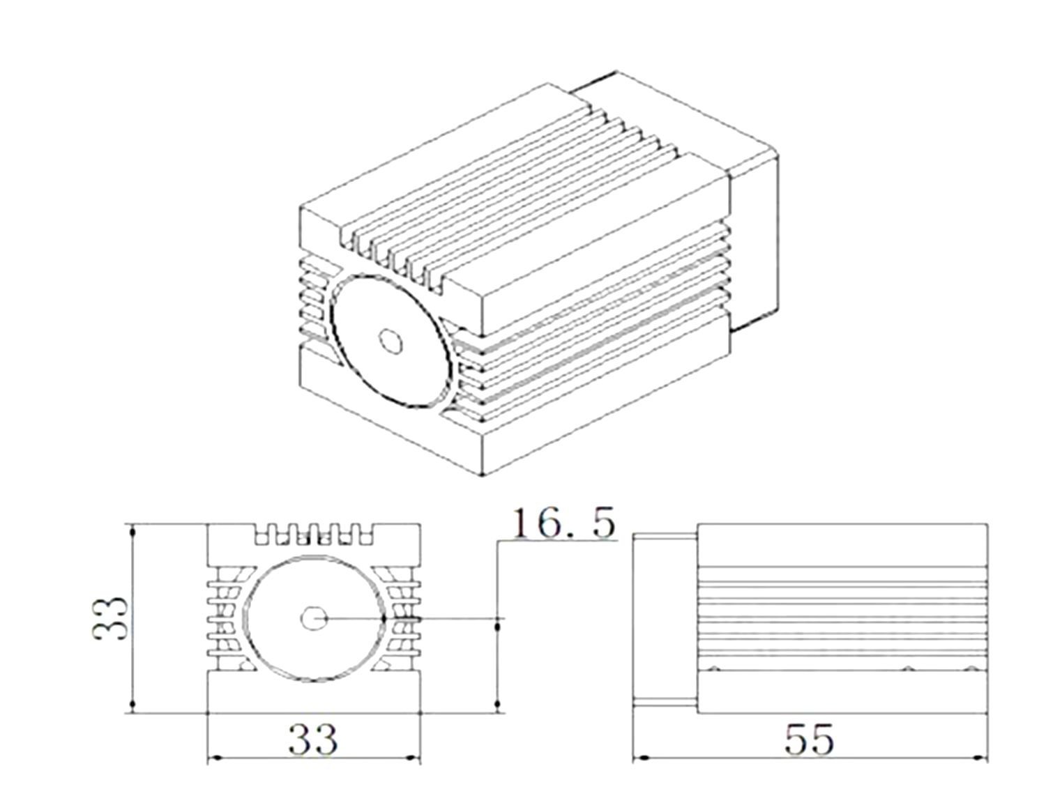 200mW 532nm Module Laser Vert/Focus DC12V TTL/Radiateur