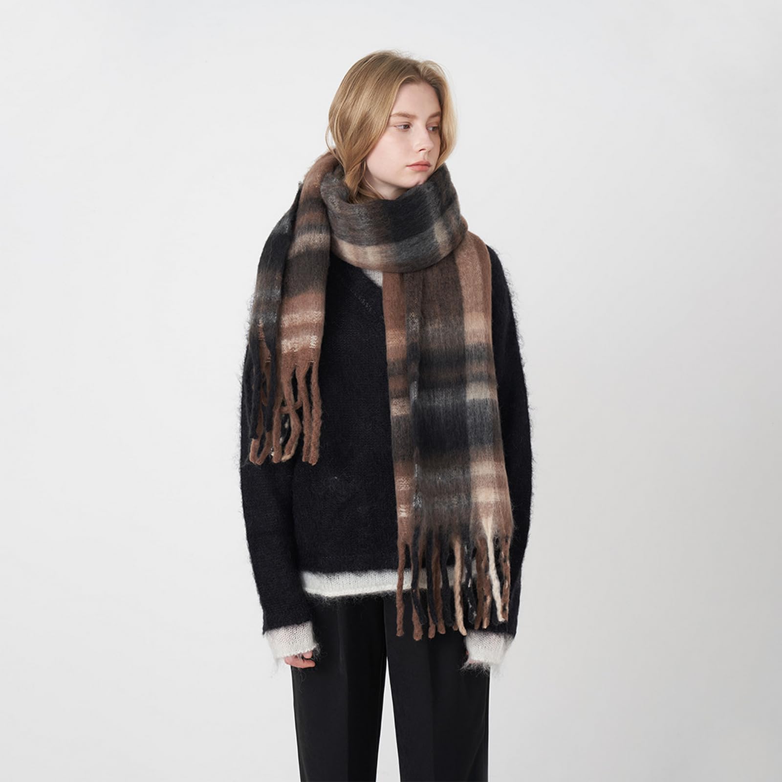 Foulard Donna Scaldacollo Invernale Classico Da Con Sciarpa Scozzese Retrò Calda