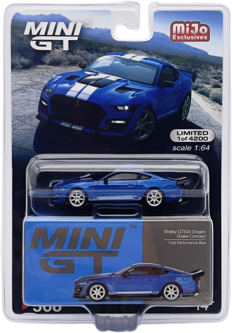 Truescale Miniatures True Scale Model Car Compatible with Shelby GT500 Dragon Snake Concept Ford Performance Blue 1/64 Diecast Model Car MGT00568