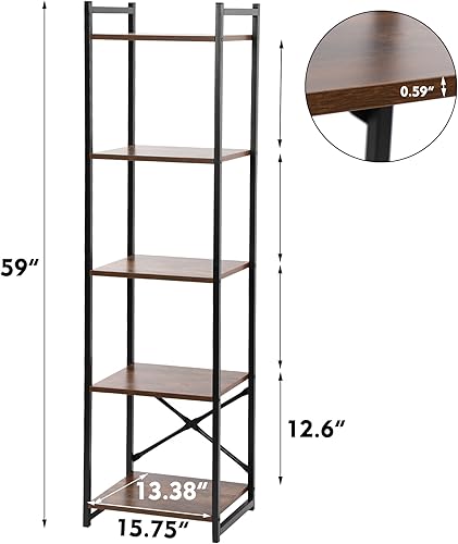 Miniatura 2 de thksbought Estantería de 5 capas, estantería multifuncional de madera, marco de metal estable, adecuada para sala de estar, dormitorio, cocina,