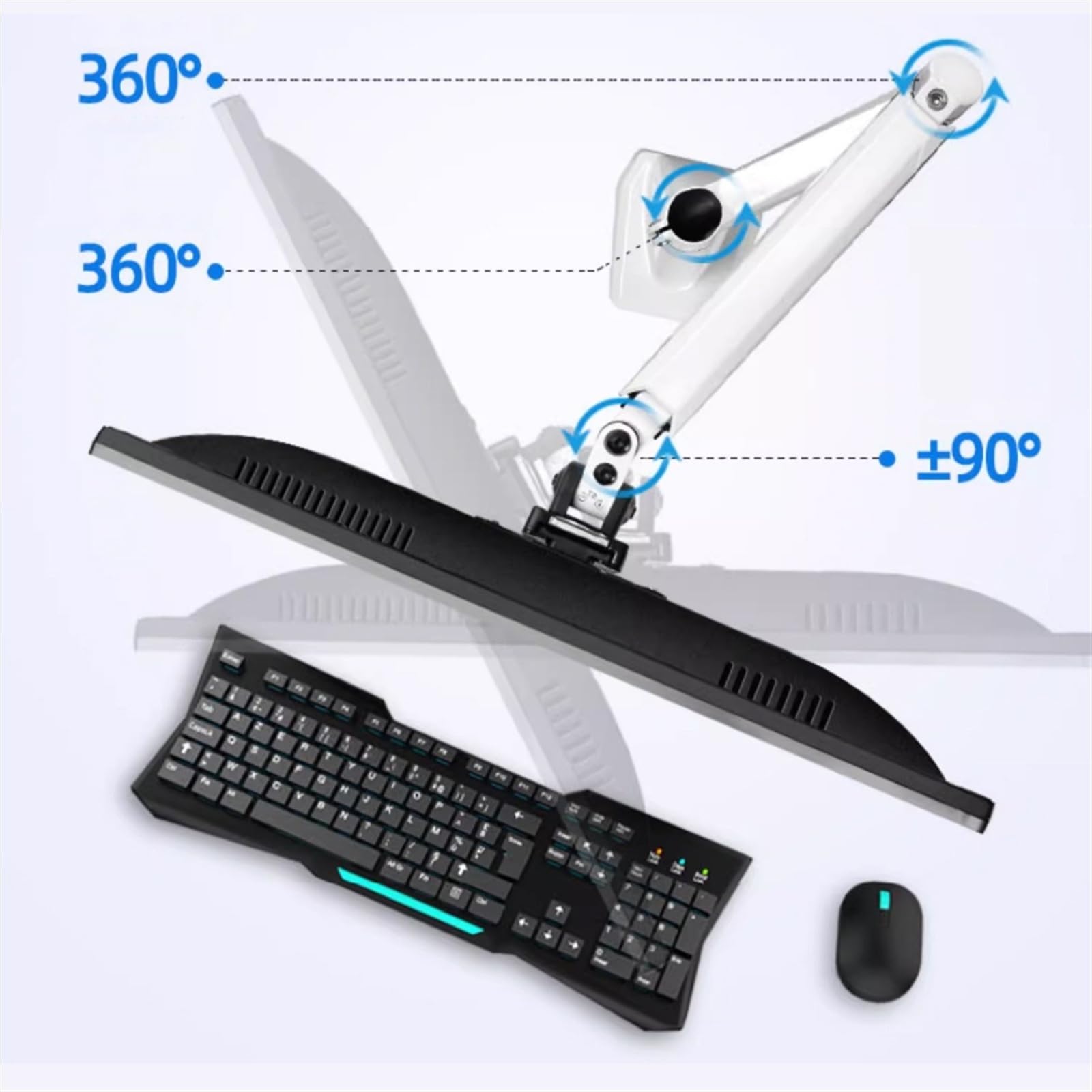 Uchwyt Biurkowy Na Jeden Monitor Do Większości Ekranów O Przekątnej 15"–27", Aluminiowe Ramię Z Podstawą Z Przelotką, Regulowane Sprężyny Gazowe, Vesa 75/100 Mm,White