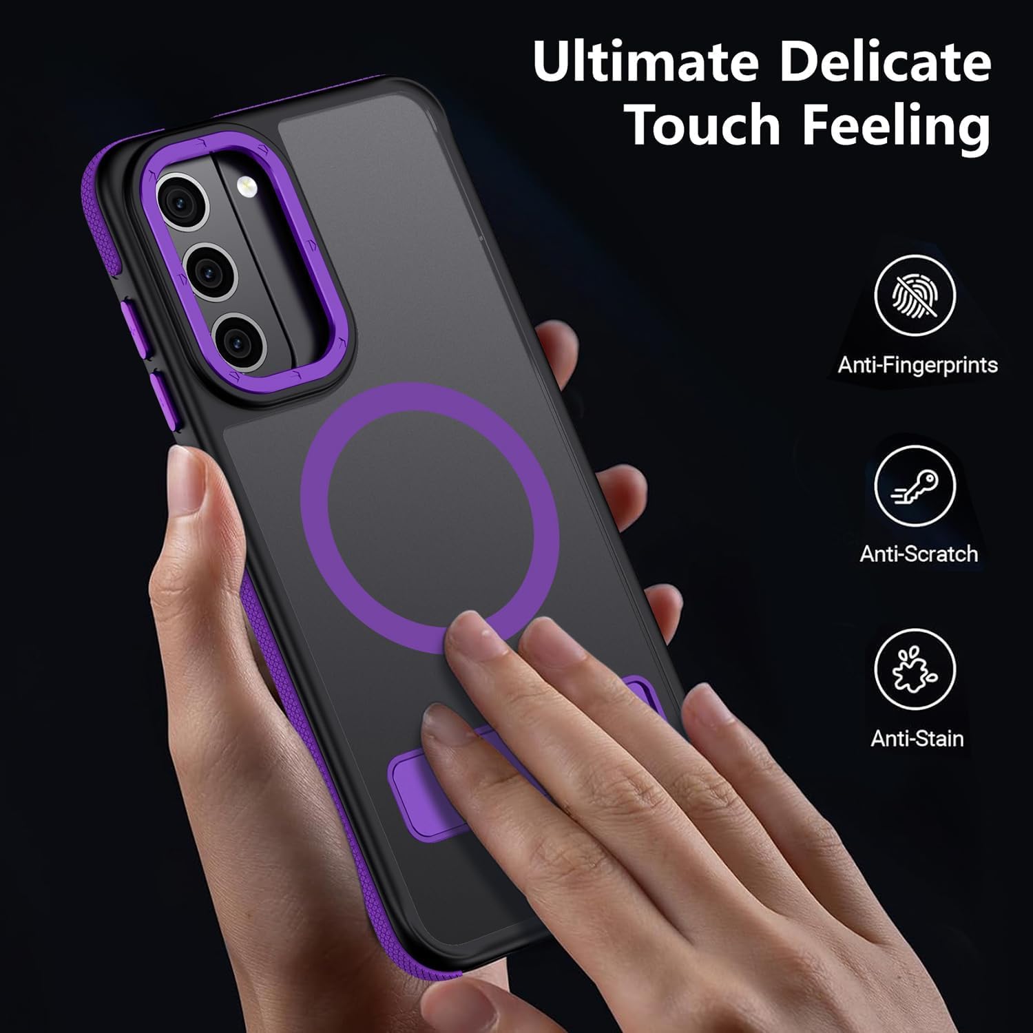 for Samsung Galaxy S22 Case, [Compatible with MagSafe], Adjustable Kickstand,Military Grade Drop Tested, Translucent Matte Phone Case for Galaxy S22 Case 123