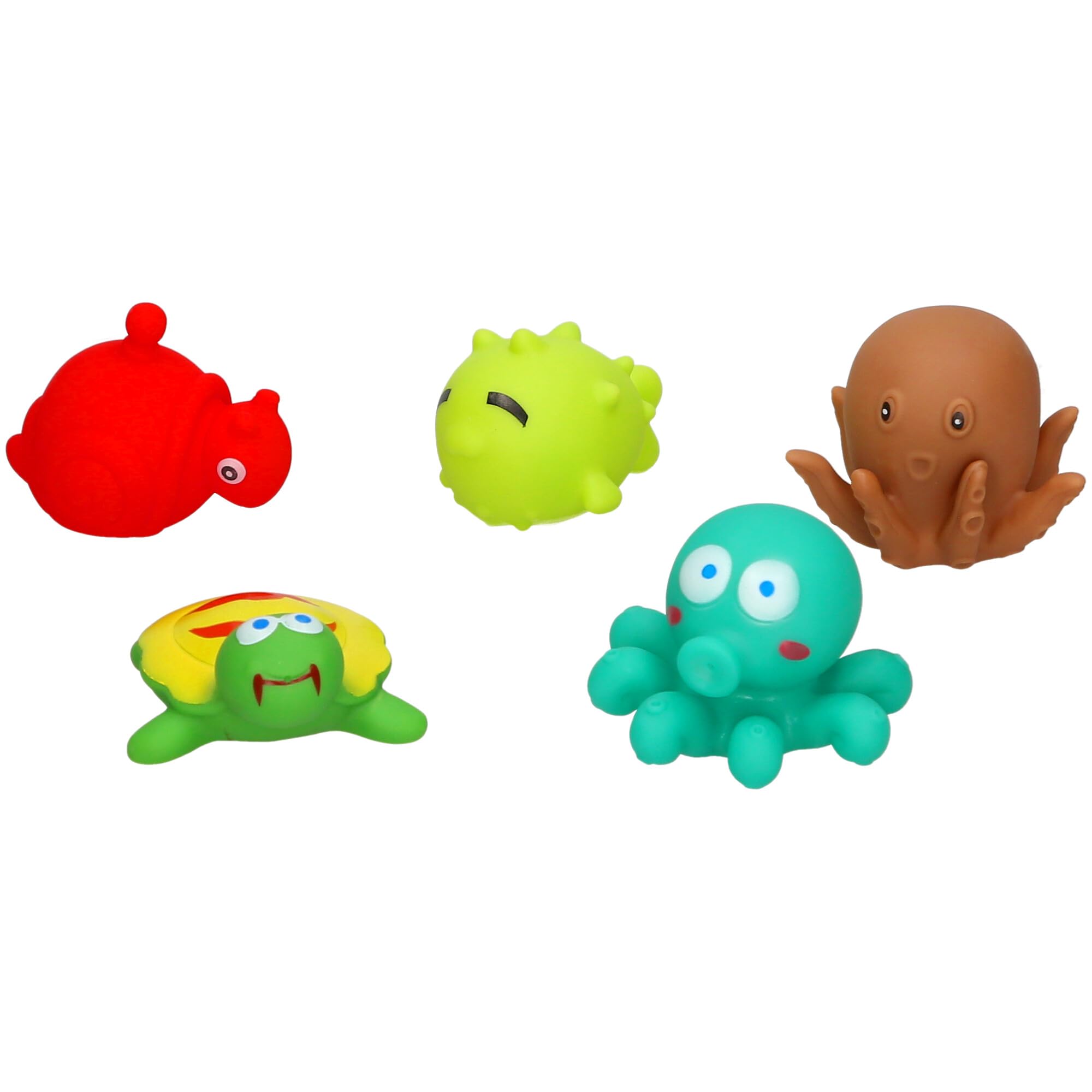 Atoz My 1st Bath Toys, Sea Creatures Set for 0+ Months, 5 Pieces with Fish, Turtle, Octopus - Image 3