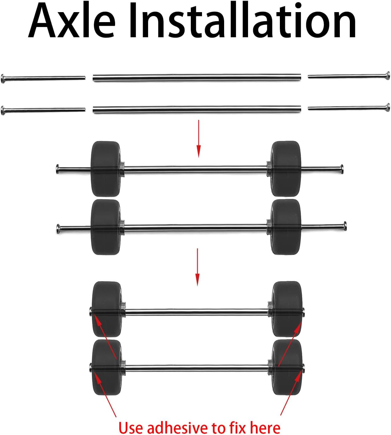 1/64 Wheels Modified Hollow Shaft & Mushroom Nails 20 Sets - Suitable for 1/64 Diecast Cars DIY Tires - Each Set Includes 2 Hollow Shafts & 4 Mushroom Nails (0.98in/25mm)