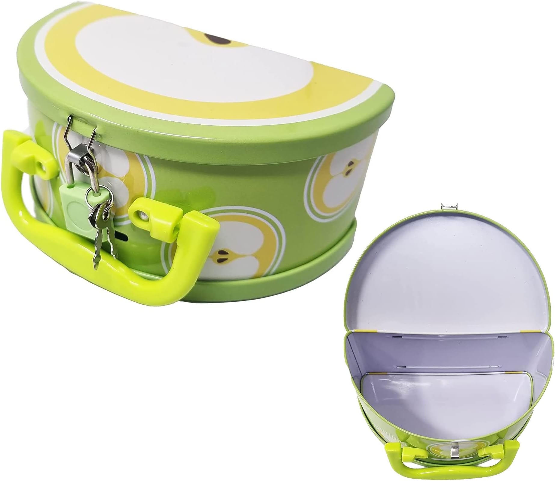 Neel® Money Bank Fruit Shape Piggy Bank for Kids Student Saving Bank Gullak, Coin Bank with Lock and Key Safe Secure Metal Money Bank for Kids Best Retrun Gift Pack of 1 (Apple)