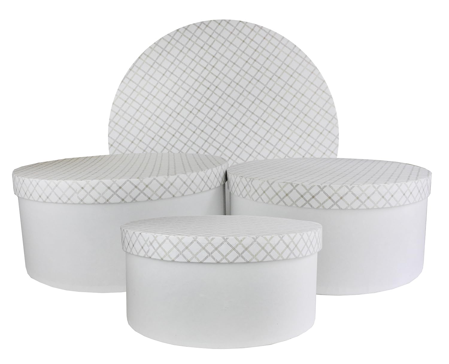 Emartbuy Chequered White Giftbox Set of 4 Large, Medium, Small, Extra Small