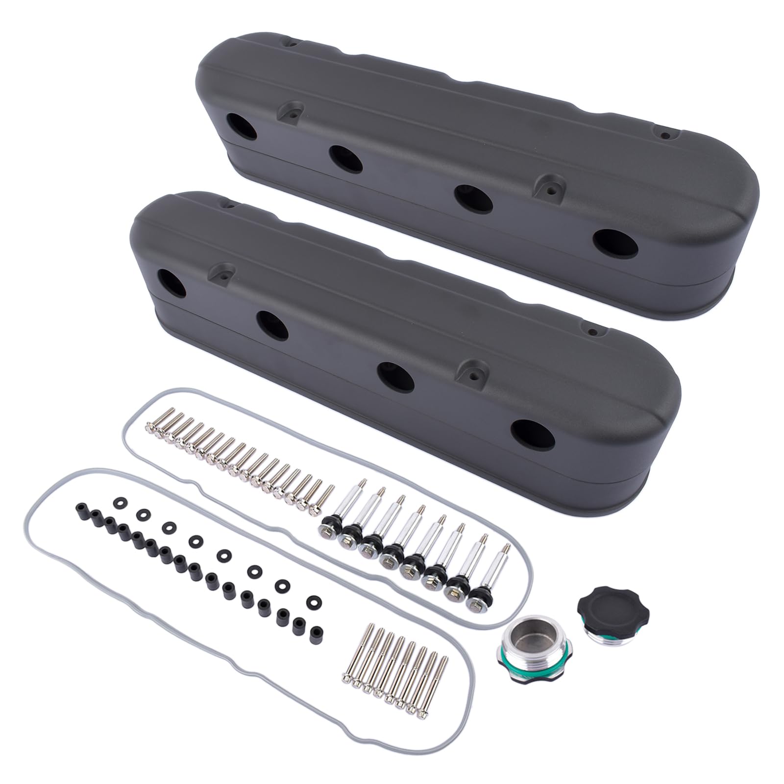 Cubiertas De Válvula De Aluminio Fundido Liso Negro LS Con