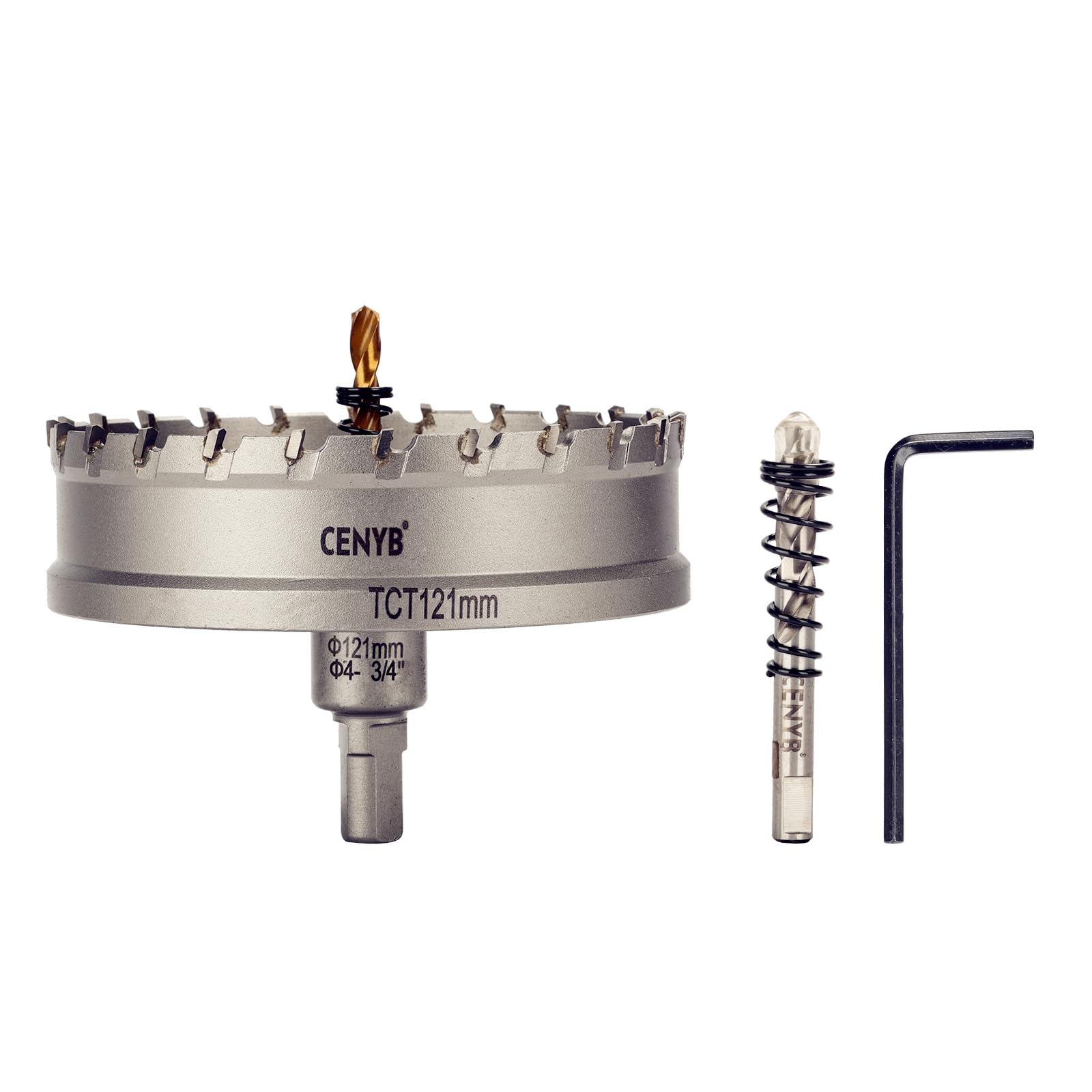 2-1/8" (54mm) Tungsten Carbide Tipped Hole Saw with 2Pcs Titanium-Plated Pilot Drill Bits for Metal, Steel, Iron, Wood, Plastic — view 76
