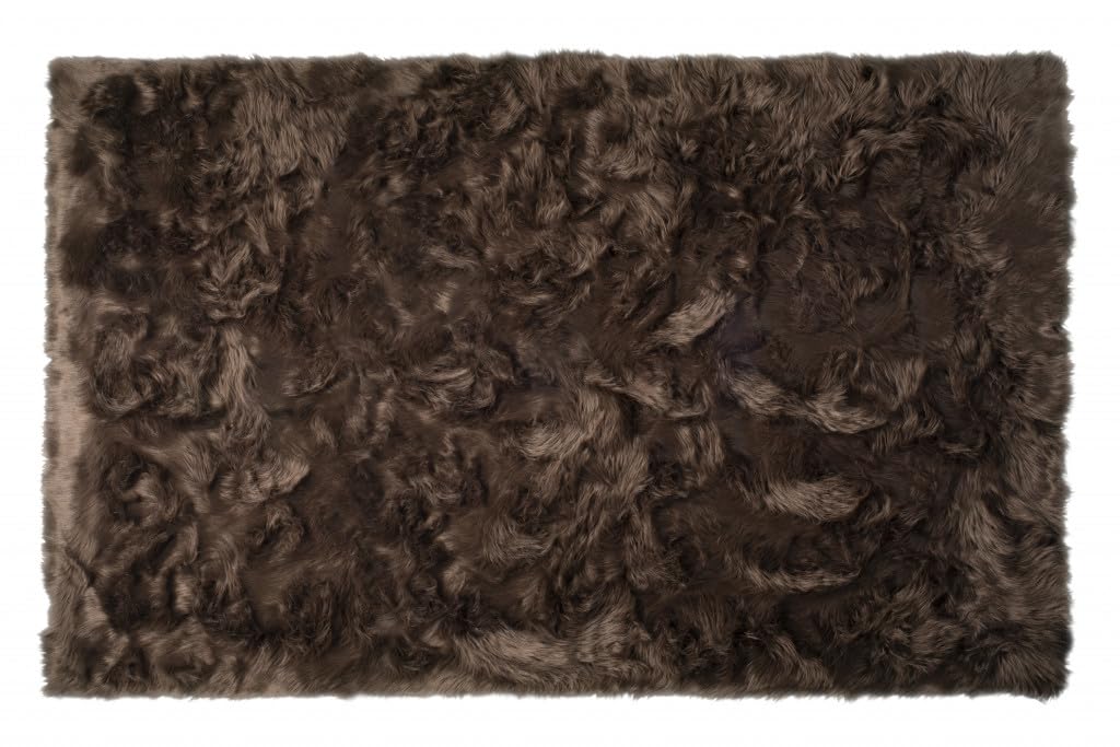 HomeRoots 5' X 8' Chocolate Faux Fur Non Skid Area Rug
