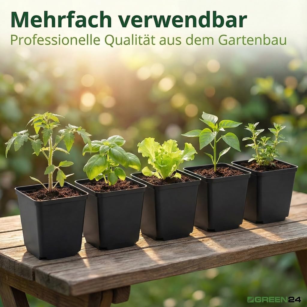 GREEN24 100 Stck. Pflanztpfe 7x7x8cm Vierecktopf Profi Anzuchttopf  Pflanztopf Blumentopf Vierkant-Tpfe (100, 7x7x8 cm): Amazon.de: Garten