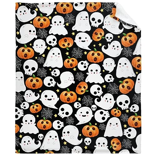 Halloween Pumpkin Ghosts Blanket Gifts Super Soft Lightweight Flannel Blankets Throw for Kids, Adult, Suitable for Couch, Sofa, Bed, Camping, Travel All Seasons 50