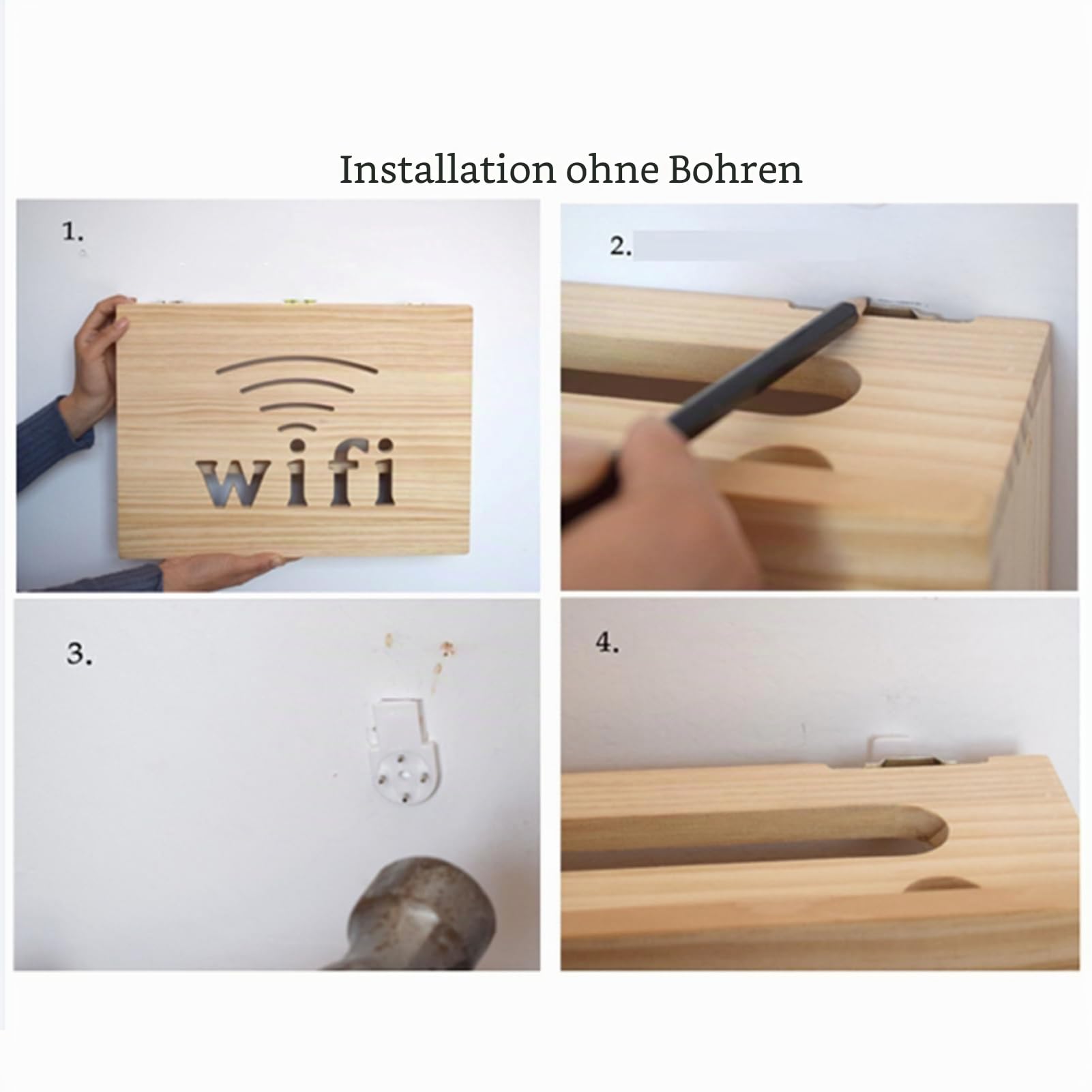 C,Yiustldd Router-Aufbewahrungsbox - Wandmontiertes Regal Für Kabel Und Steckdosenbrett, Versteckte Box Für TV-Kabel Und Netzwerkgeräte Für Zuhause Und Wohnung