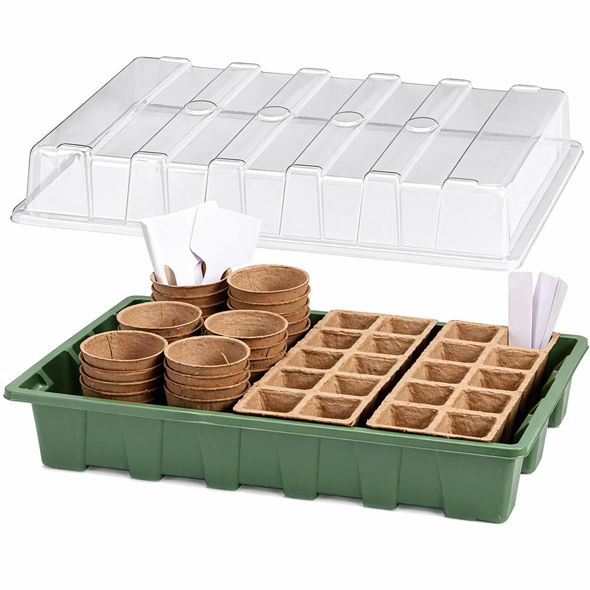 Kit de démarrage pour semis 67 pièces - Plateaux, Pots et étiquettes Inclus