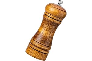 5 Inch Refillable Wood Pepper Grinder, Adjustable Coarse Salt Mill