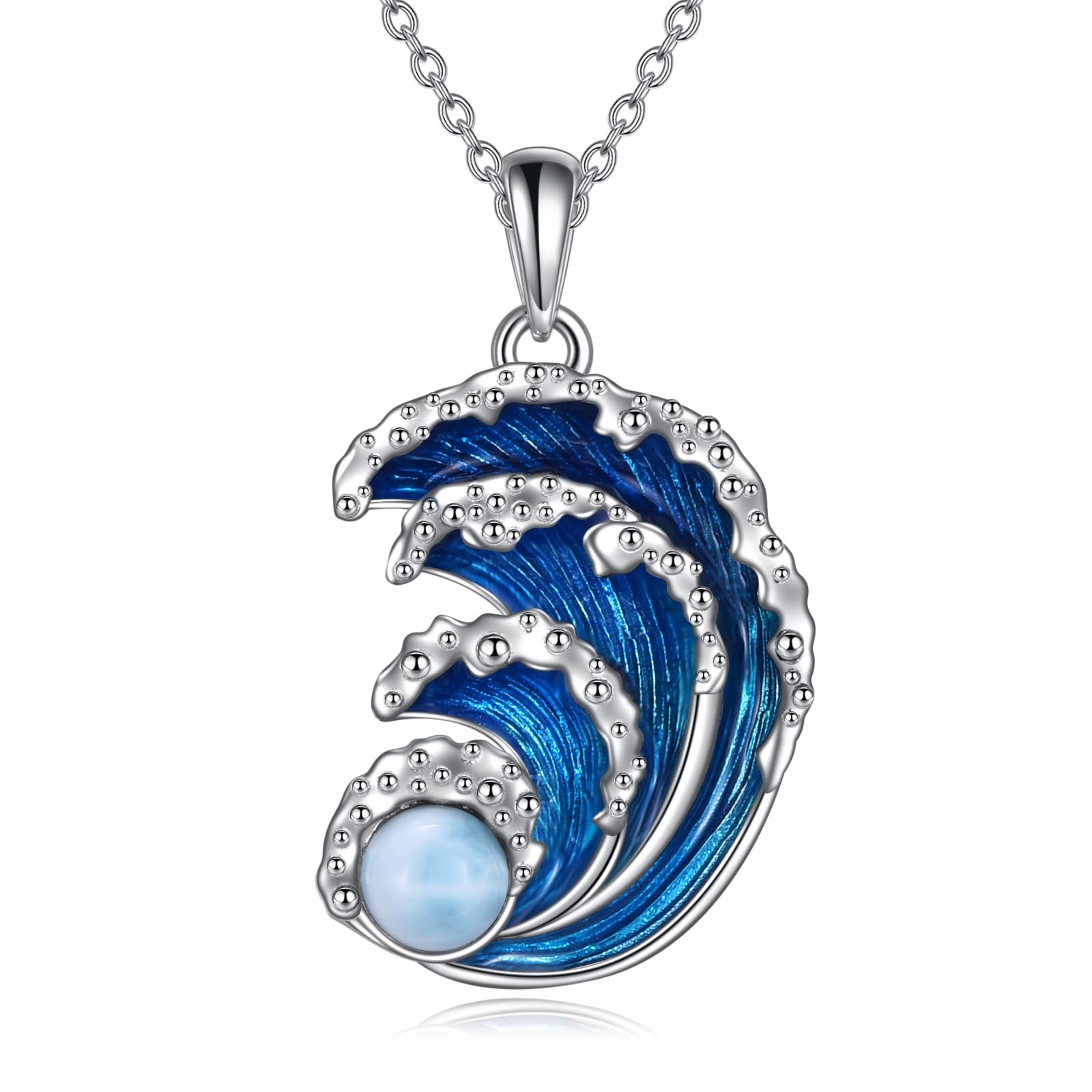 YAFEINI Collana Onda In Argento 925 | Ciondolo Oceano Con Catena 45,7+5 Cm | Gioiello Estivo Simbolo Di Forza | Regalo Per Donne E Ragazze