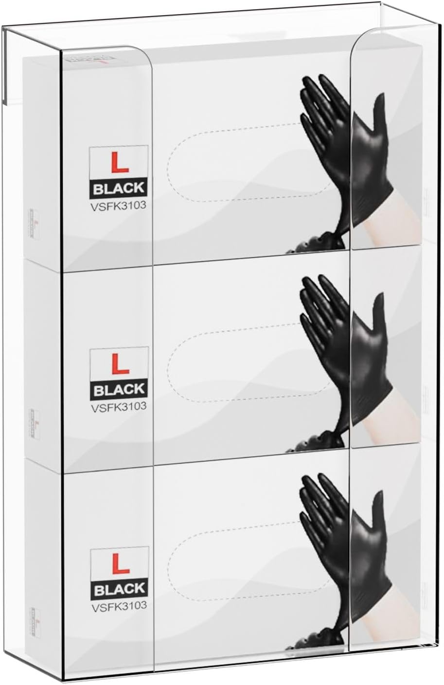 Cq acrylic Rubber Glove Holder for Wall Mount,Clear Disposable Glove Dispenser and Glove Box on Wall,Multipurpose Wall Floating Mask Dispenser and Medical Gloves Rack Storage,10.2”x16”x3.5” Pack of 1