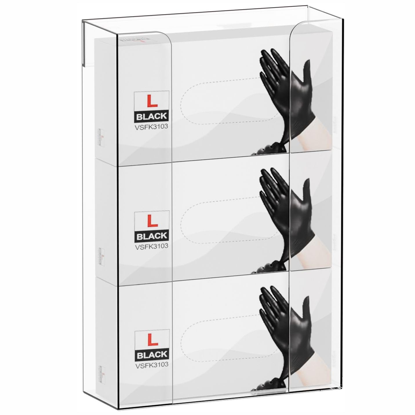 Cqacrylic Clear Acrylic Wall Mount Glove Dispenser - Universal Fit for Gloves, Masks & Tissues, Easy Install 10.2x16x3.5"
