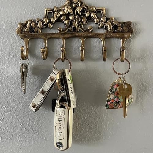 Stylentdecor Victorian Wall Hooks For Keys- Boho Key Holder For Wall Decor- Victorian Brass Coat Hooks- 6 Prong Decorative Key Hooks For Wall- Antique Key Hanger- Shabby Chic Towel Hooks- 1 Piece thumb #3