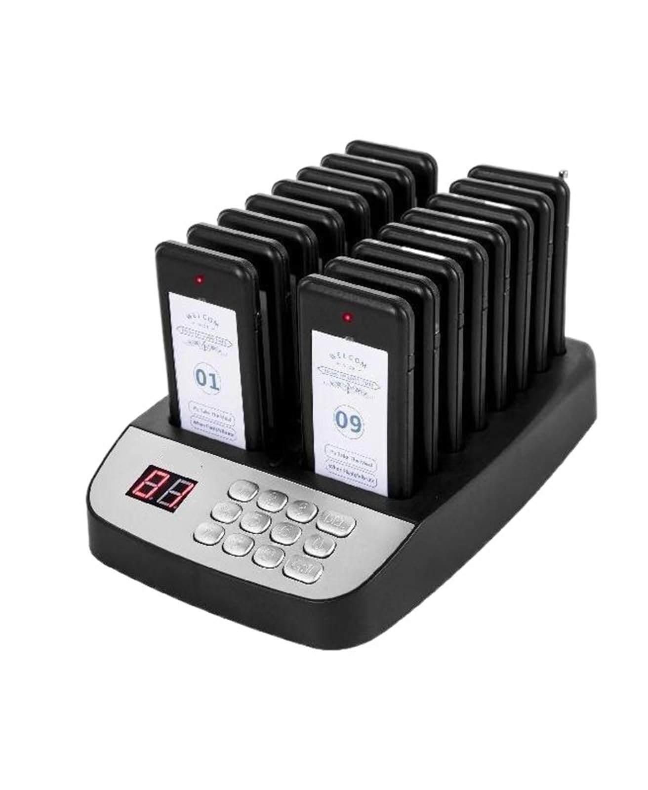 Wireless Restaurant Buzzer Pager 16 Coasters Paging Guest Calling Queuing System for Coffee Dessert Burger Shop Food Truck(Touch Screen)