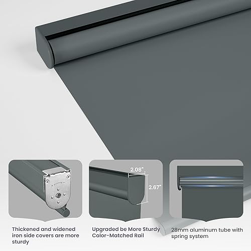 Miniatura 5 de Boolegon Persianas enrollables opacas sin cordones para ventanas, con protección UV, estable y con protección UV, aislamiento térmico de resorte,