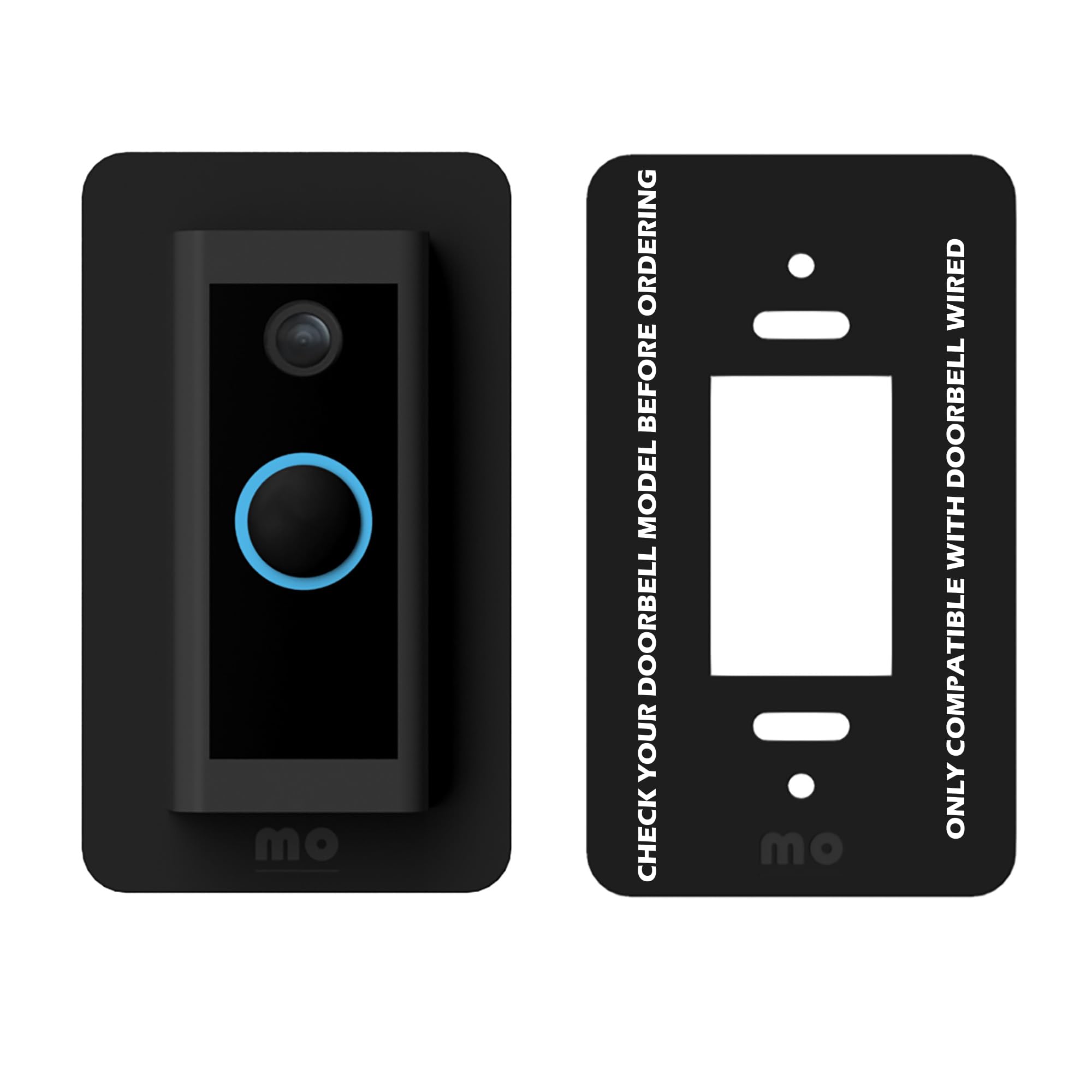 Piastra da parete per plastica Perspex compatibile con RingWired Video Doorbell | Videocitofono cablato | resistente con finitura opaca ad anello