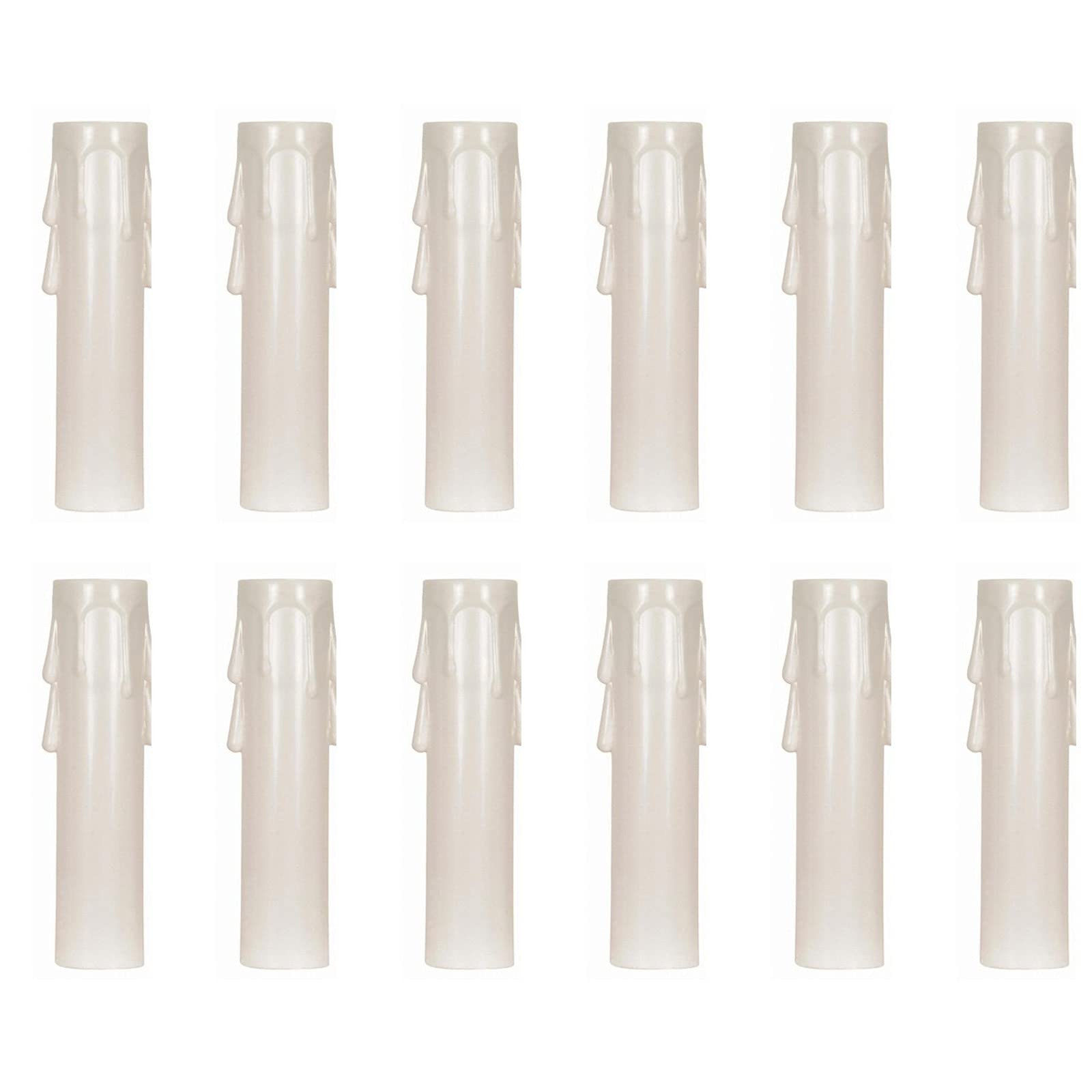 ciata - 12 pack - 2-inch plastic drip candle covers with 13/16 inch inside diameter and 7/8 inch outside diameter (2 inch, white with white drip)