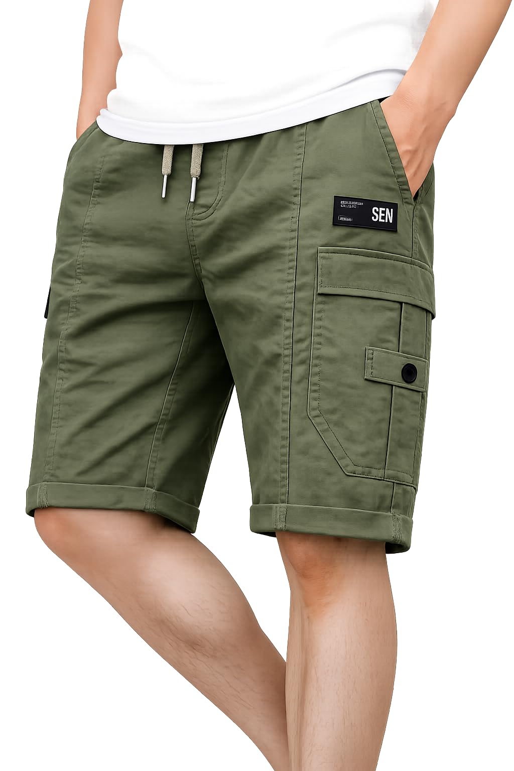 dhrivansh Men Summer Cotton Cargo Shorts | Lightweight Breathable Green Shorts | 5 Pocket Casual Utility Shorts for Men-picture-33