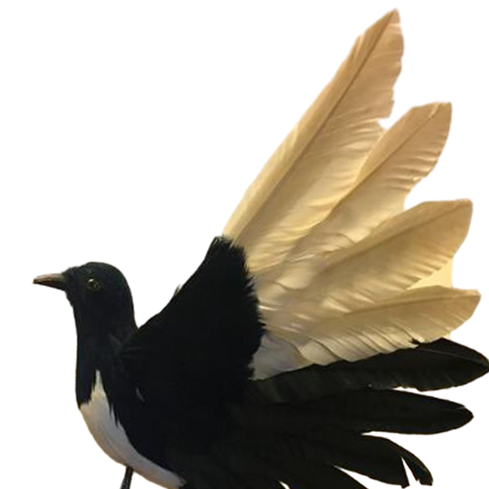 Statua di Uccello Artificiale a Forma di Gazza, Ornamento da Giardino, Modello con Piume Artificiali per Prato, Cortile E Esterni, Ali spiegate da 36 cm