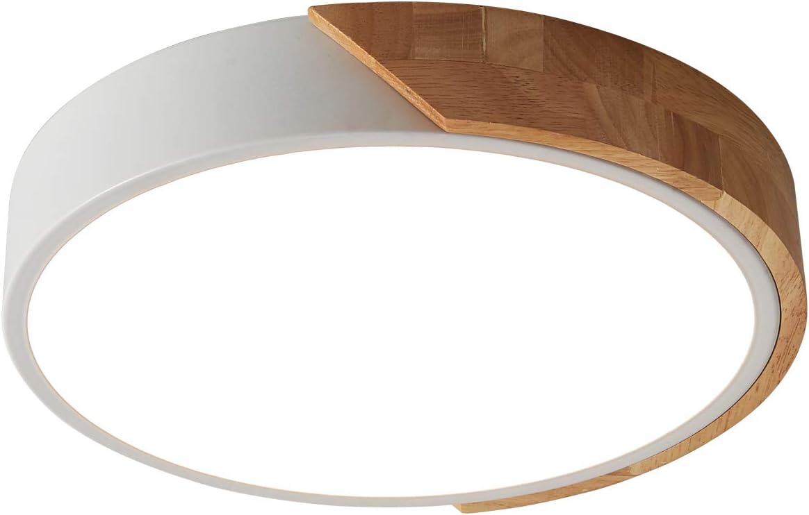 Plafoniera LED 24W 4500K Legno E Ferro - &Oslash;30cm Per Interni, Moderna Ed Efficiente