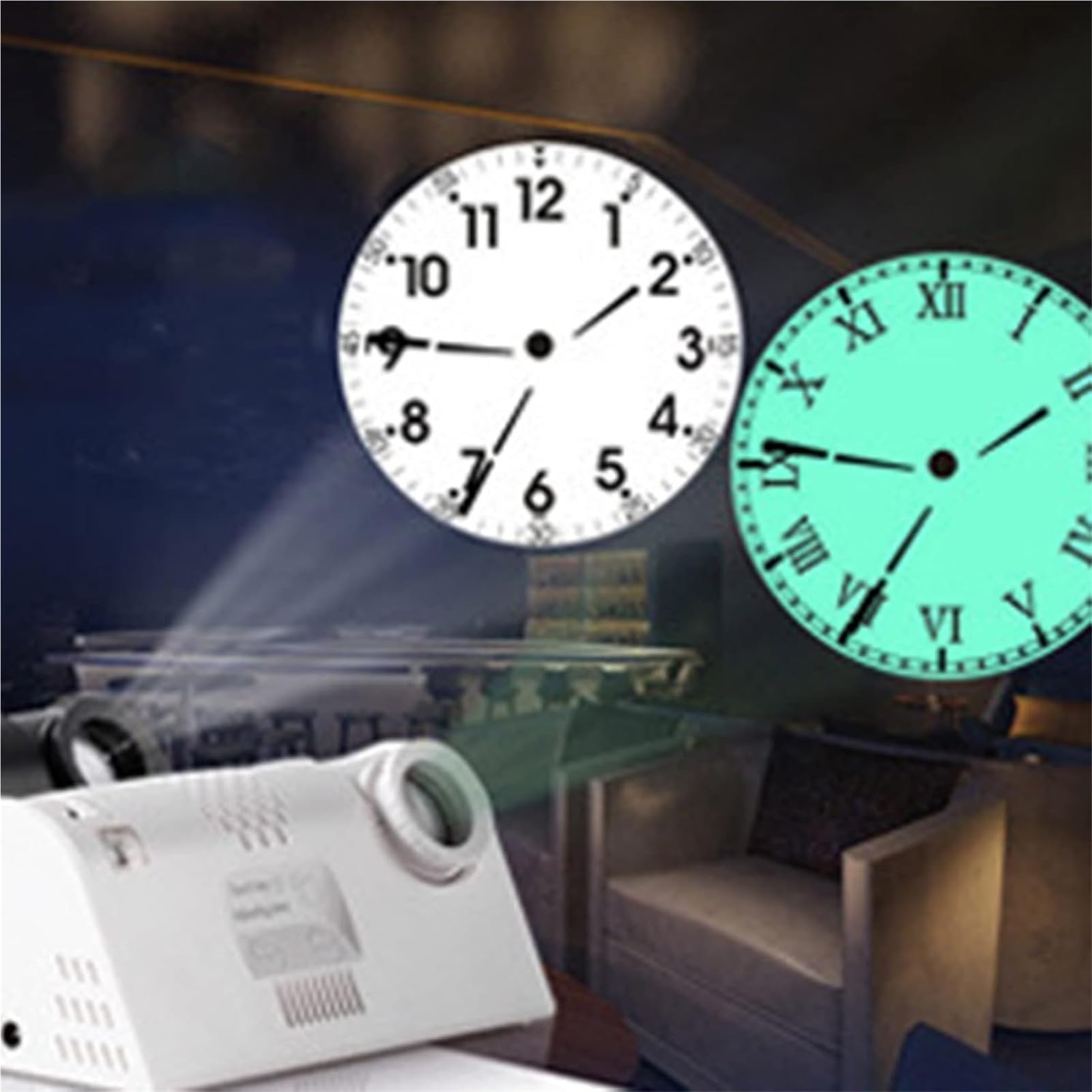 Reloj despertador LED con proyección giratoria de 180° y mando a distancia, números arábigos y romanos conmutables, ideal para dormitorio y oficina