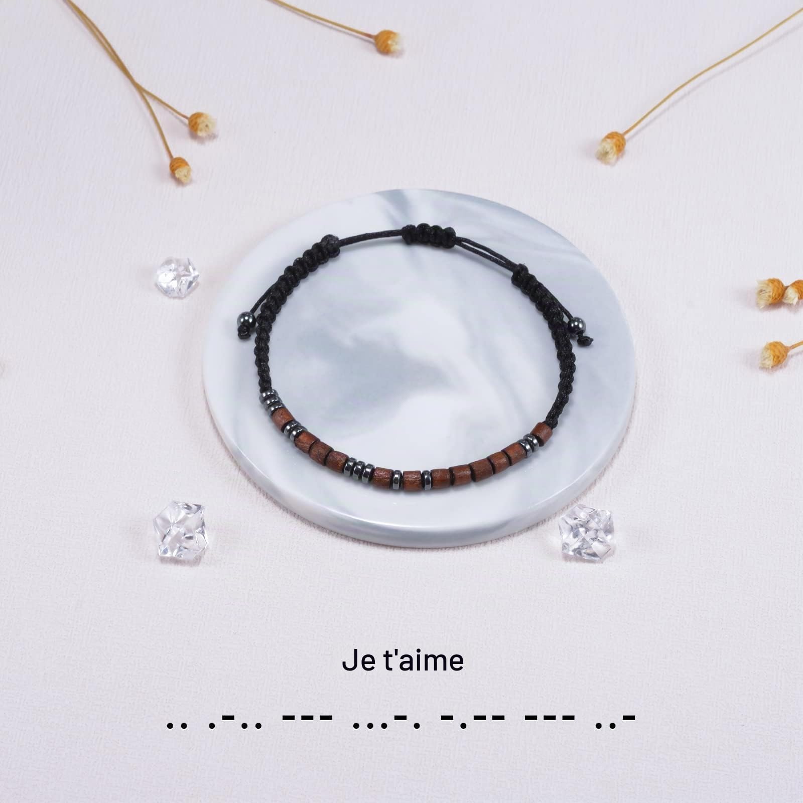 YELUWA Bracelet Je T'aime En Code Morse Pour Hommes | Cadeau Couple Amoureux Amour Pour Copain, Anniversaire Saint Valentin Noel, Pour Homme Mari Papa Fils