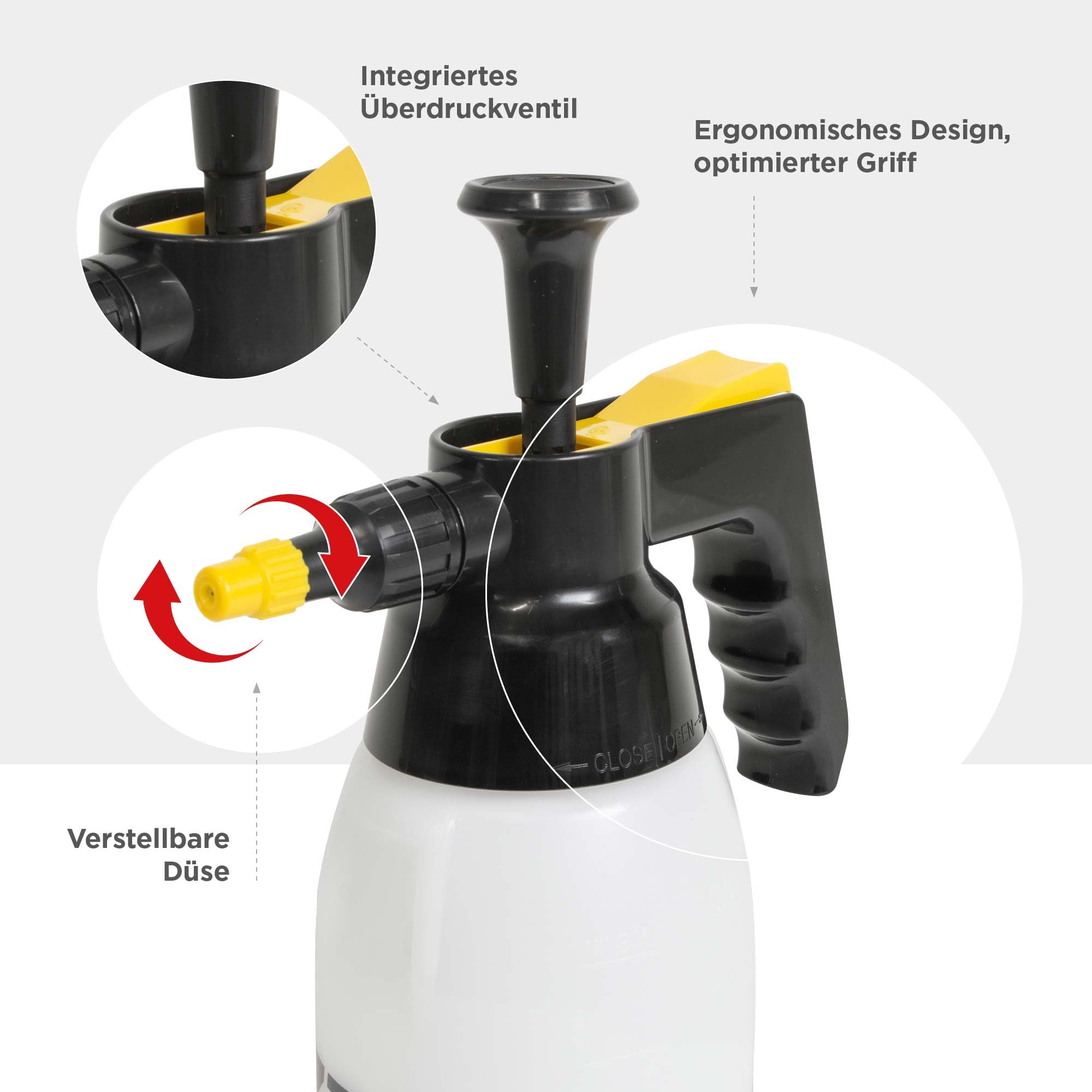 blizz-z Drucksprüher säurebeständig (900 ml) mit Füllstandsanzeige und Überdruckventil, Made in Germany