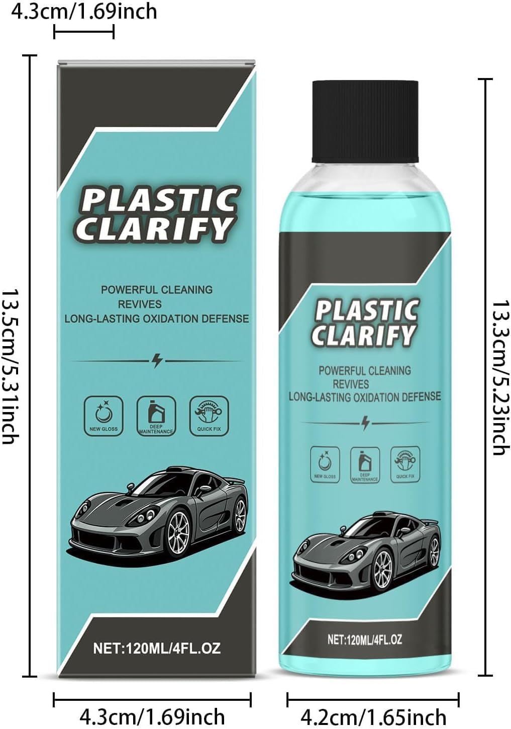 Plastic Clarify for Cars - Waterless Spray Wax & Restorer for Interior & Outside - Revives Faded Trim, Dashboard & Rubber with UV Protection