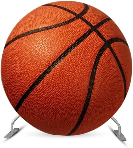 Miniatura 2 de Fondo redondo de baloncesto marrón para temática deportiva, 6 x 6 pies, fondo de fotografía circular para niños, baby shower, fiesta de cumpleaños,