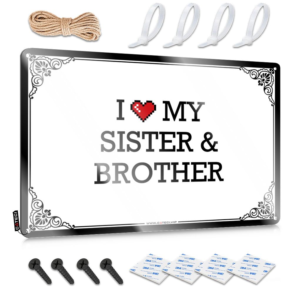 Retro Wall Decor Cool Room Stuff Vintage Wall Decor | I Love My Sister & Brother Cottage Soft Area For Living Room Home Decoration(30X40CM)