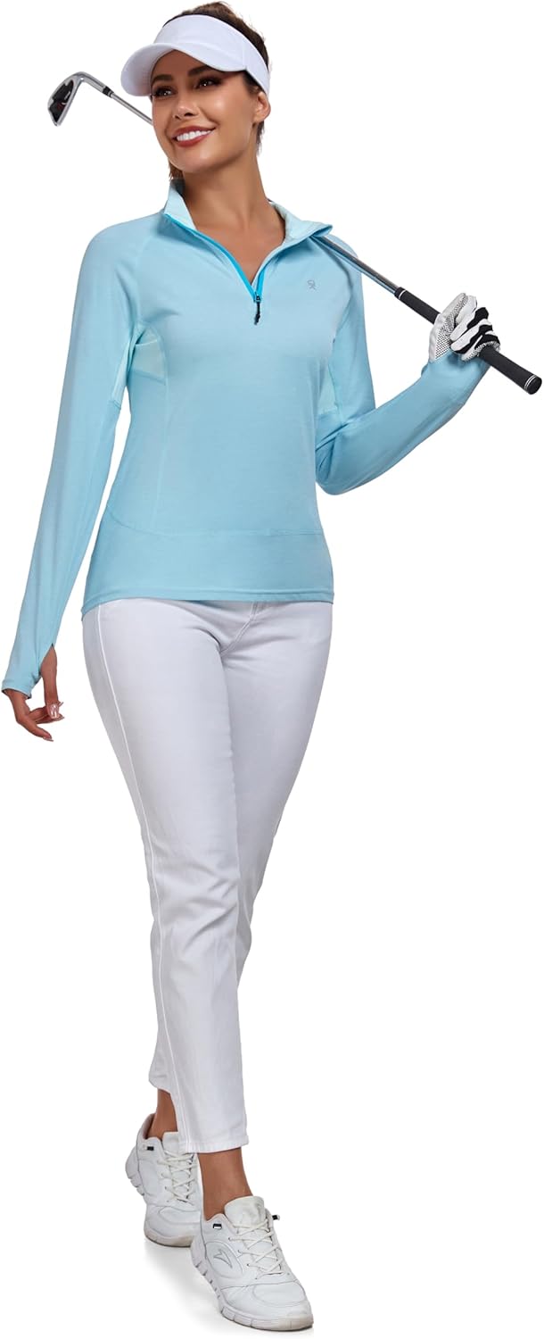 Little Donkey Andy Women's Golf Shirts Long Sleeve 1/4 Zip Athletic Lightweight Quick Dry Workout Hiking Athletic Shirts