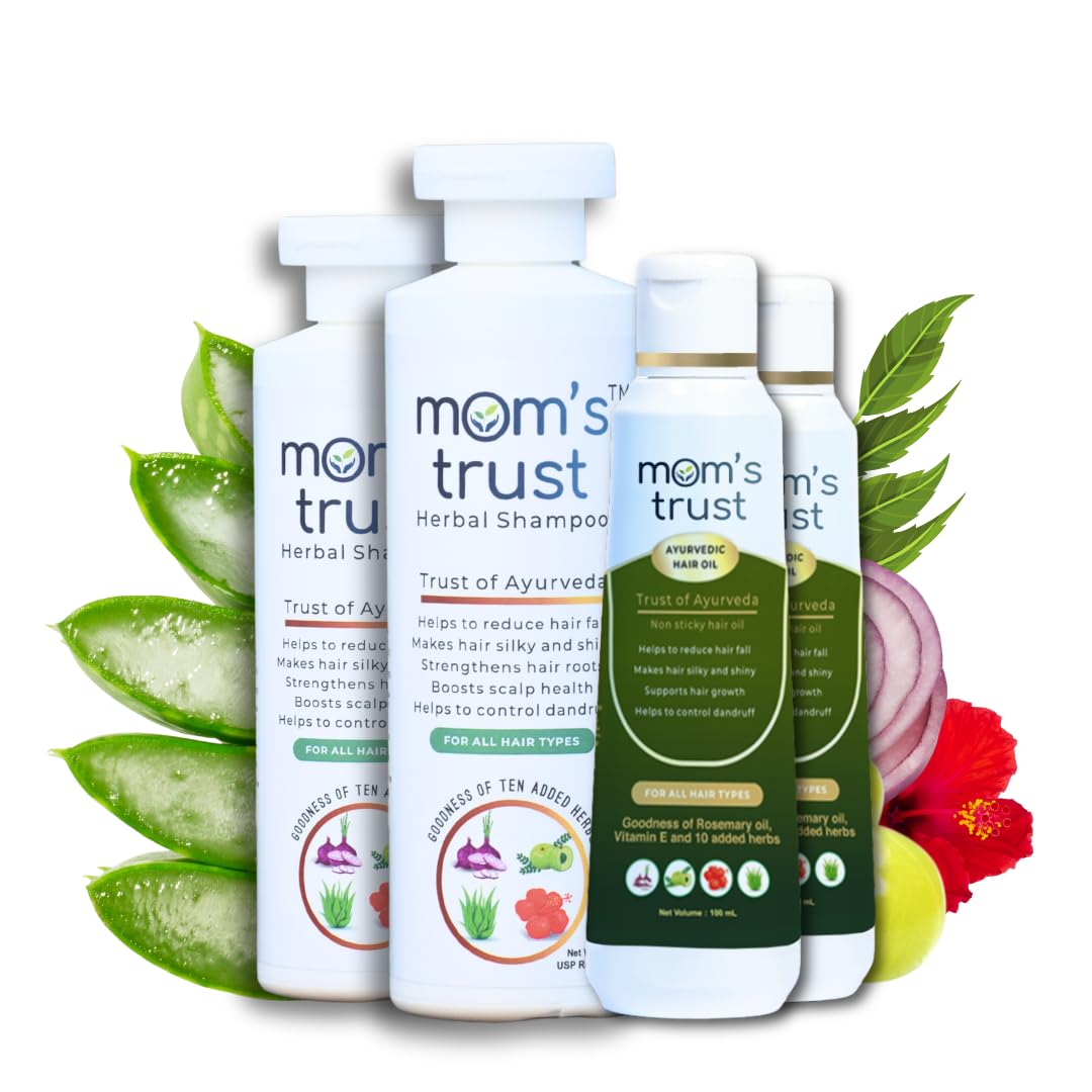 Roshna Herbals Hair Care Combo: Mom's Trust Herbal Shampoo + Mom's Trust Ayurvedic Hair Oil | Suitable for All Hair Types, 2 Shampoo: 200ml | 2 Oil: 100ml-image-42