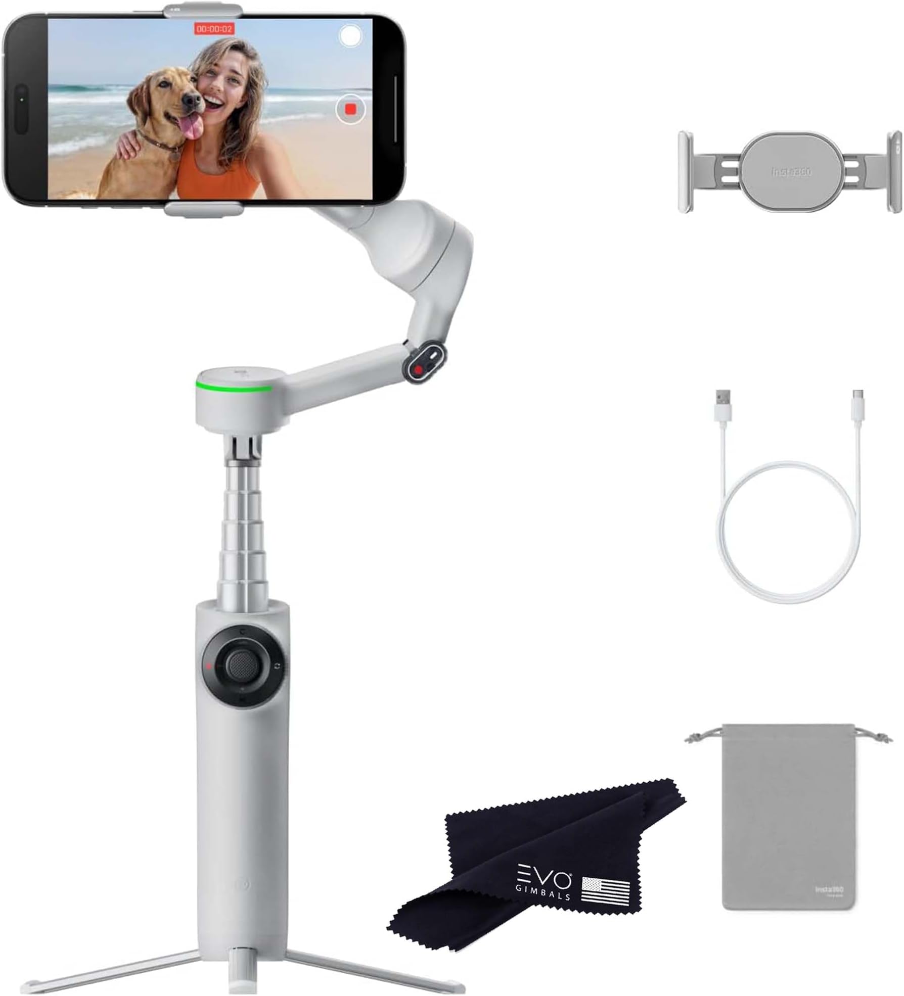 Flow 2 Pro Grey - AI-Powered Smartphone Stabilizer, Auto Tracking Phone Gimbal, 200+ App Tracking with Apple DockKit, 3-Axis Stabilization, Built-in Tripod/Selfie Stick, Portable & Foldable