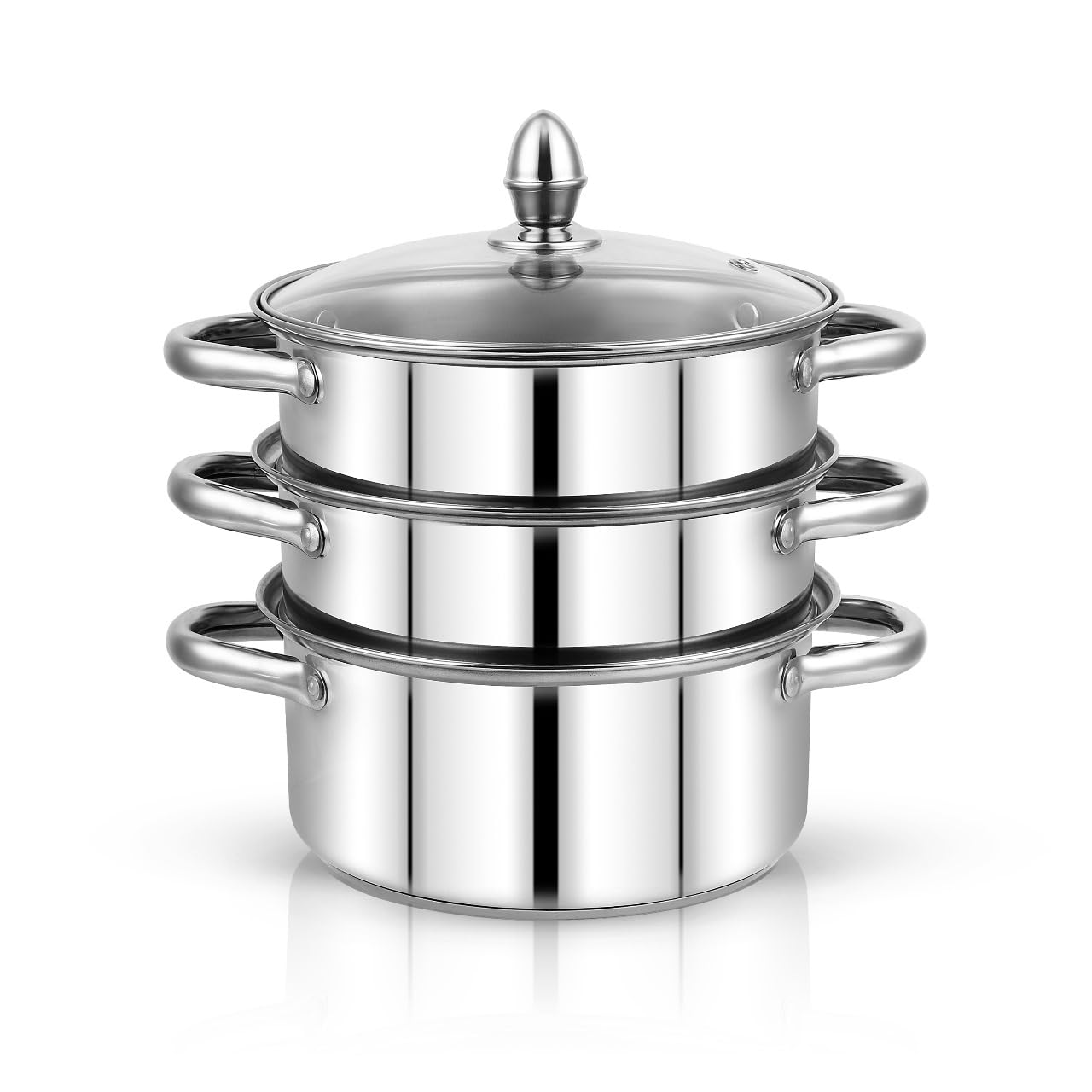 Pigeon Elantra Triply Stainless Steel 3 Tier Steamer Pot Set with Glass Lid | Pasta Steamer Momo/Modak Maker | Vegetable Steamer | Rice Steamer (24cm) (B0CWV8TXX9) Amazon Price History, Amazon Price Tracker