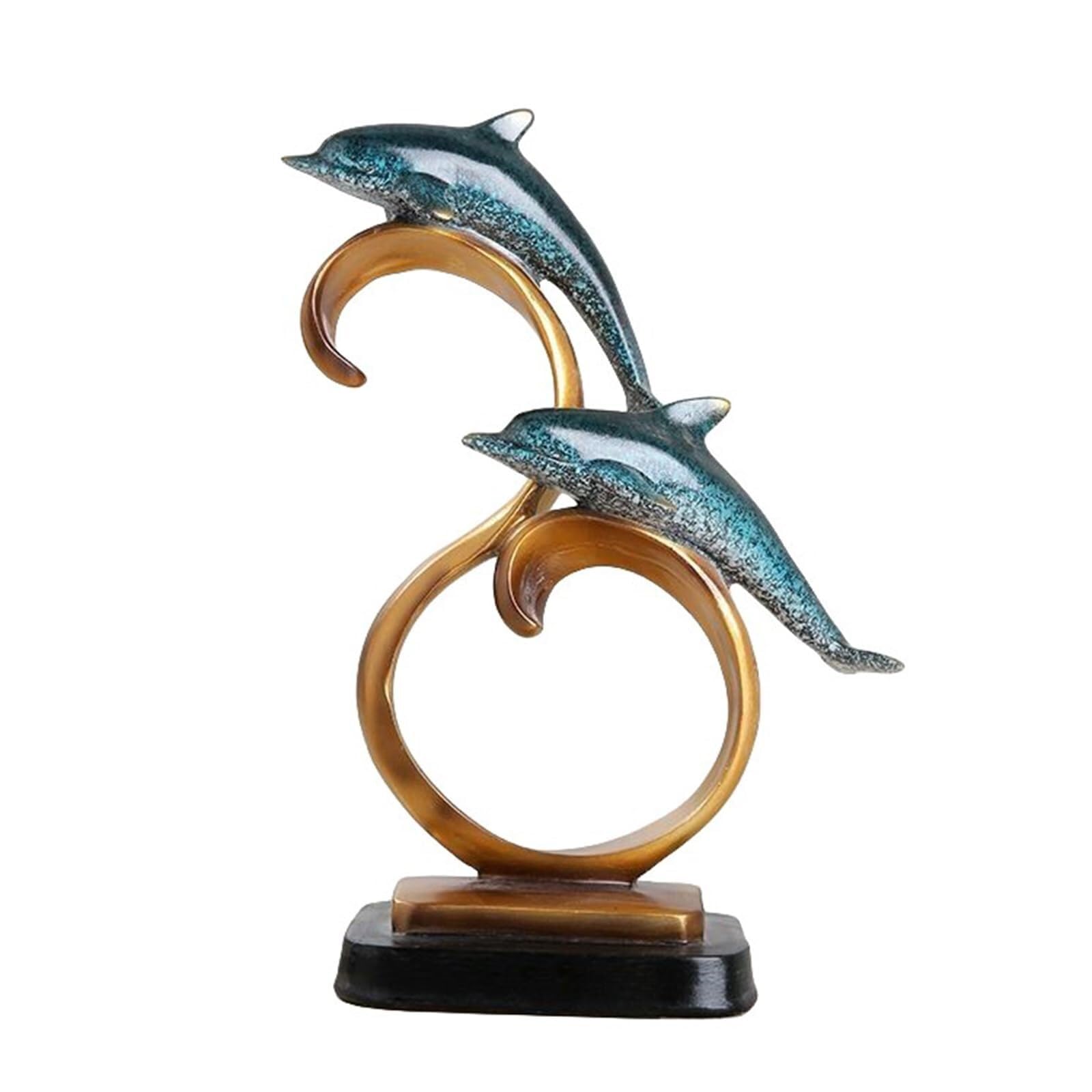 Yofab Office Cubicle Decor Dolphin Statue Sculpture Marine Animal Decorations Table Centerpieces Coffee Table Centerpiece(Blue)