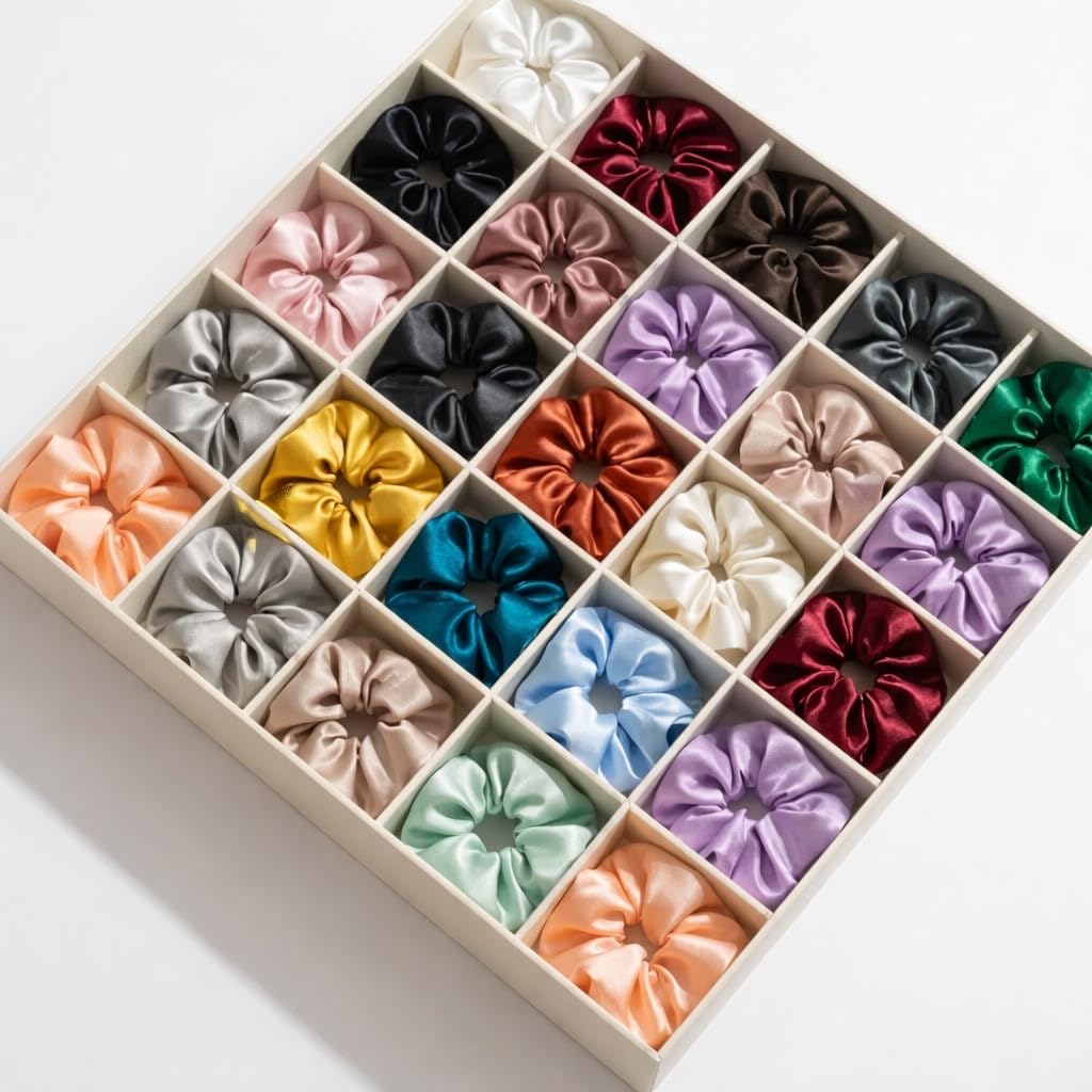 SIMMI Classic Satin Silk Scrunchies For Women And Girls Set Of 12 Scrunchie for Less Hair fall Hairbands Rubber Band Scrunchies For Girls Best Gift For Mom, Sister And Girlfriend, Multi-image-35