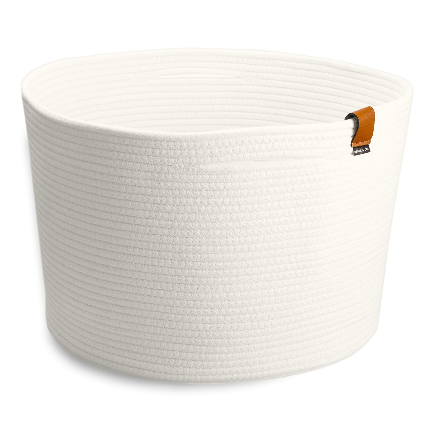DENJA & CO Large Dog Toy Storage Basket - White Woven Basket for Toys Storage | Cotton Rope Large Baskets for Blankets, Pillows, Dog Toy Baskets, or Laundry | Ivory White (17.7" Wide x 11.4" Tall)