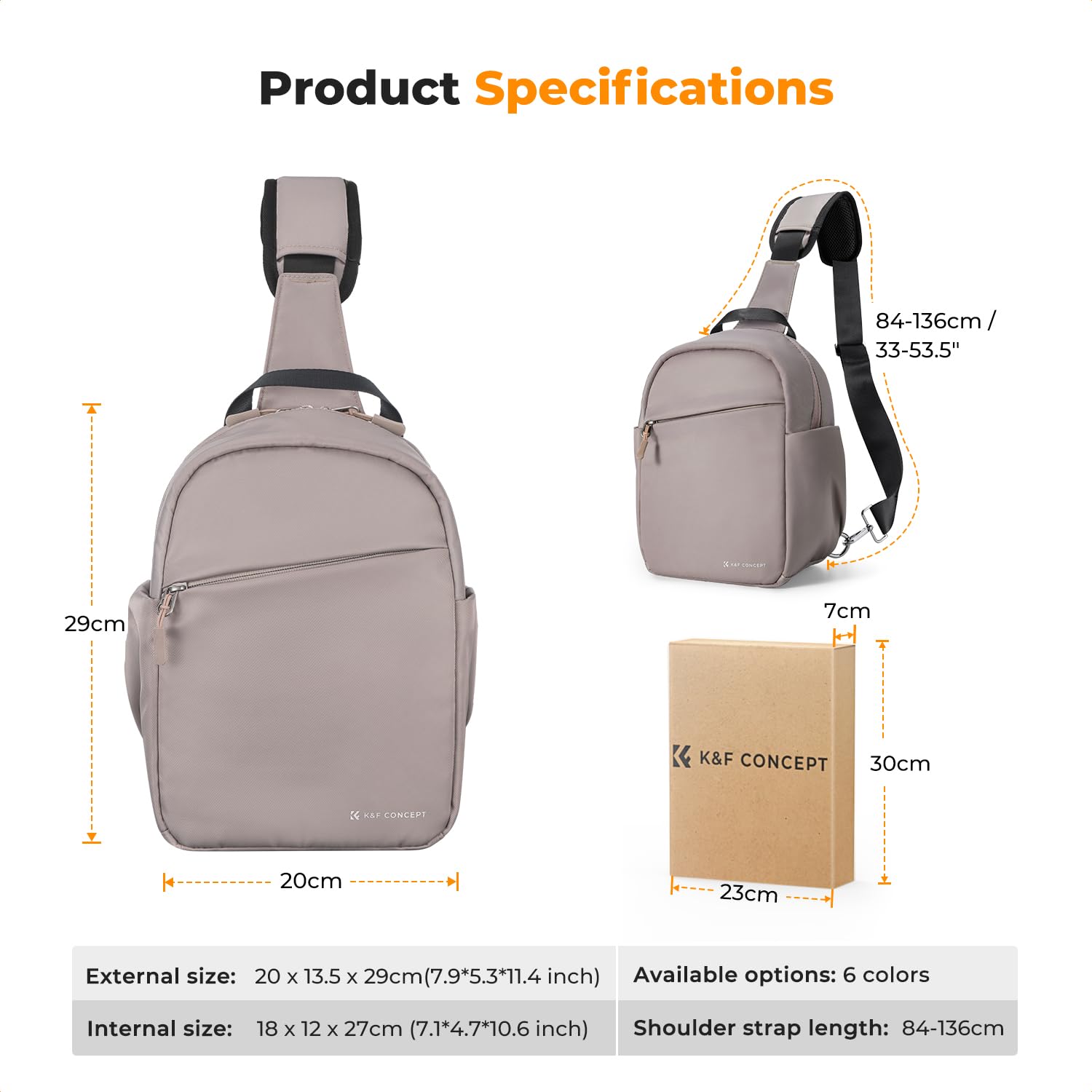 K&F CONCEPT Sac à bandoulière pour Appareil Photo, Sac à Dos Reflex Compact pour Appareil Photo imperméable à l'eau avec bandoulière Large et Ajustable