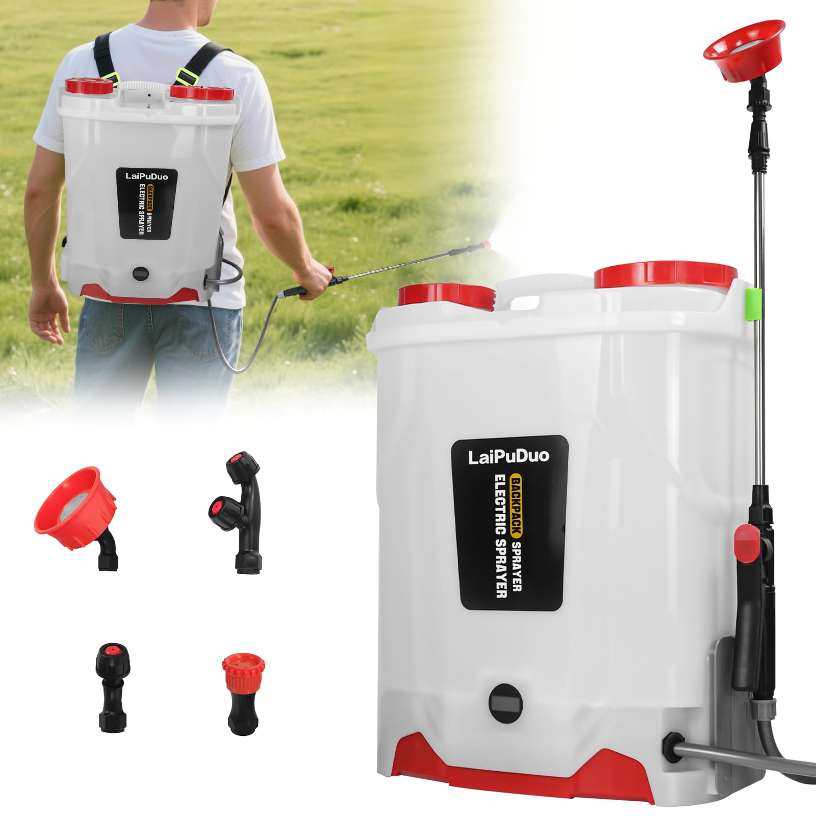 Battery Powered Knapsack Sprayer 20L,100PSI Pressure Spray Compatible With Milwaukee 18V Battery,Backpack Sprayer With 4 Nozzles,5.3Gal for Garden,Spraying & Cleaning(No battery)