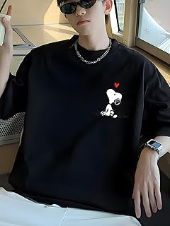 Tシャツ スヌーピー メンズ レディース 半袖 ティーシャツ インナーシャツ トップス 夏服 部屋着 綿100% 快適な 吸水速乾 柔らかい 通気性 カットソー 涼しい おしゃれ 日本発3-5日届 M