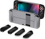 PlayVital AlterGrips Protective Slim Case for Nintendo Switch OLED, Ergonomic Grip Cover for Joycon, Dockable Hard Shell for Switch OLED w/Thumb Grip Caps & Button Caps - Black